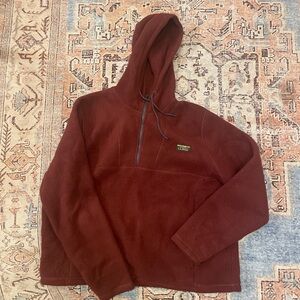 L.L. Bean Maroon Hooded Pullover Quarter Zip